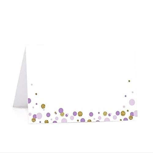Andaz Press Lavender Gold Glitter Girl Baby Shower Party Collection, Printable Table Tent Place Cards, 20-Pack, For Dessert Table Candy Buffet