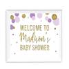Andaz Press Lavender Gold Glitter Girl Baby Shower Party Collection, Personalized Party Sign, Welcome to Madison's Baby Shower, 8.5x11-inch, 1-Pack, Custom Name and Age view 1