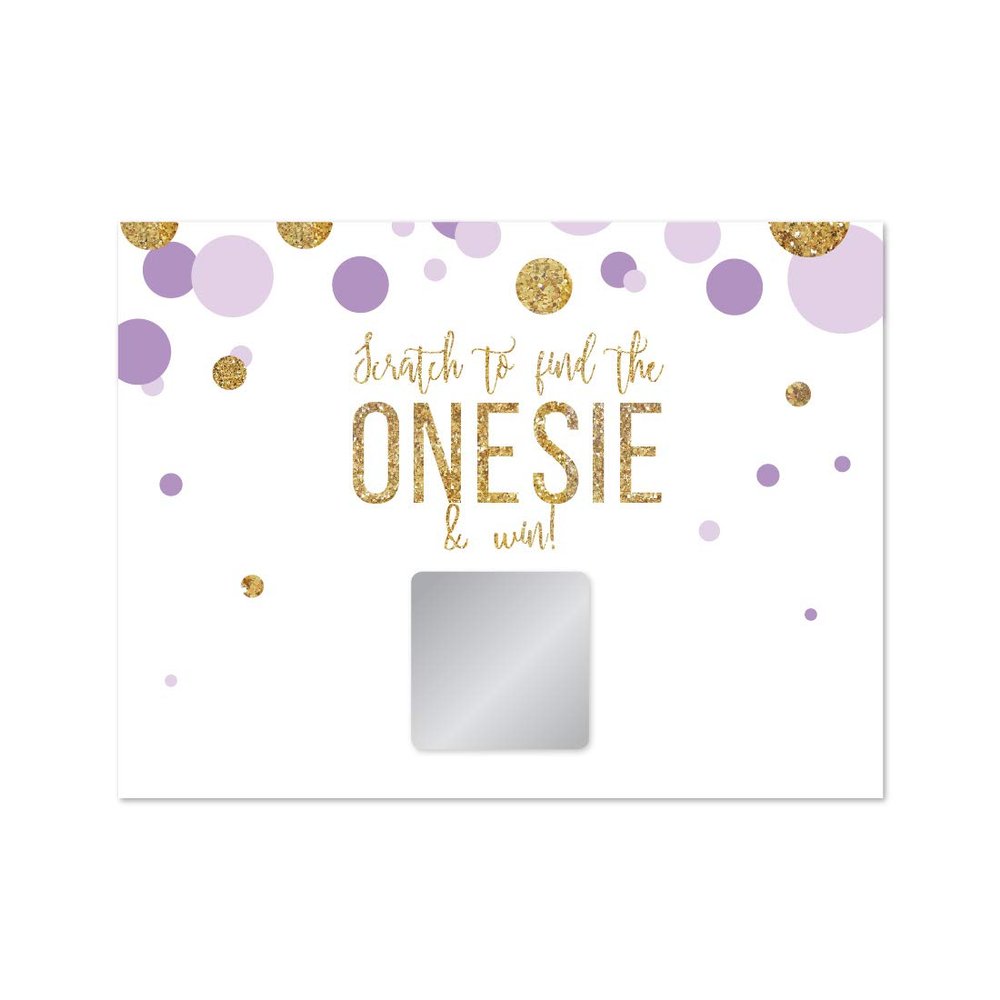 Andaz Press Lavender Gold Glitter Girl Baby Shower Party Collection, Games, Activities, Decorations, Scratch Off Winner Game Cards, 30-pack