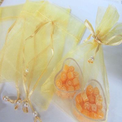 100pc Pearl Bead String 4x6" Mini Organza Gift Bag (PO2-Gold) US SELLER SHIP FAST