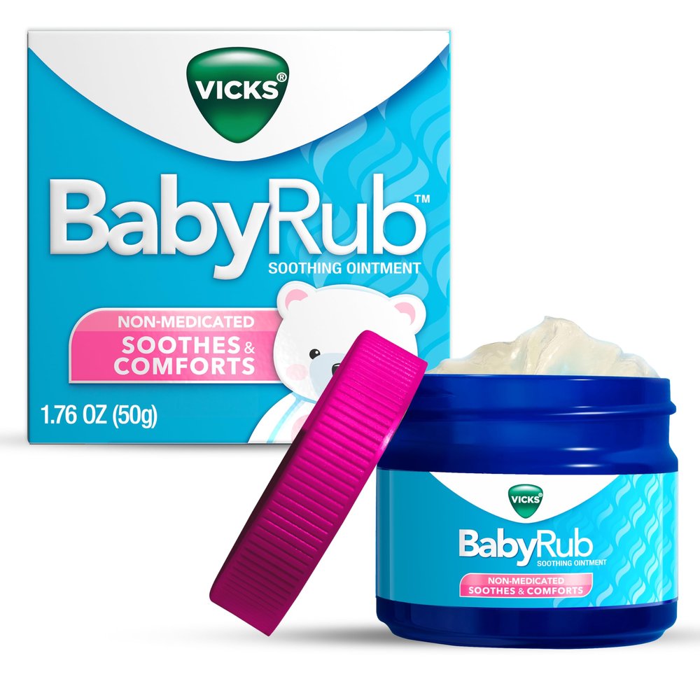 Vicks BabyRub Chest Rub Ointment with Soothing Aloe, Eucalyptus, Lavender, and Rosemary, from the makers of VapoRub, 1.76 oz