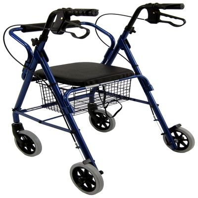 Karman Healthcare R-4100N-BL Aluminum Junior Rollator with Low Seat, Blue, 6" Casters