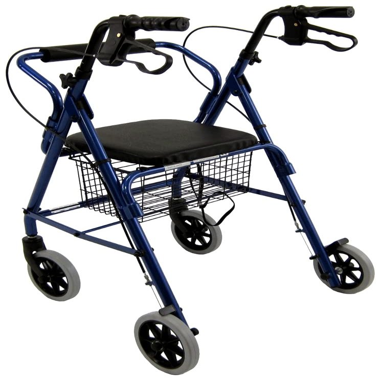 Karman Healthcare R-4100N-BL Aluminum Junior Rollator with Low Seat, Blue, 6" Casters