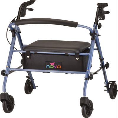 NOVA Journey Steel Rollator Walker, Blue