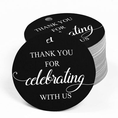 100 Pcs Personalized Round Paper Tags - Thank You for Celebrating with Us Wedding Favor Gift Hang Tags Circle