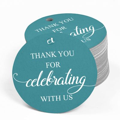 100 Pcs Personalized Round Paper Tags - Thank You for Celebrating with Us Wedding Favor Gift Hang Tags Circle