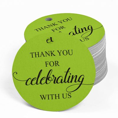 100 Pcs Personalized Round Paper Tags - Thank You for Celebrating with Us Wedding Favor Gift Hang Tags Circle