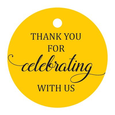 100 Pcs Personalized Round Paper Tags - Thank You for Celebrating with Us Wedding Favor Gift Hang Tags Circle