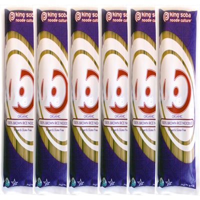 100% Brown Rice Pasta Noodles 6-PACK Organic & Gluten-Free- 52.8oz, 3 servings per package by King Soba