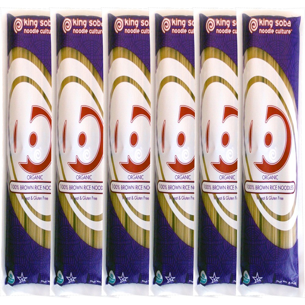 100% Brown Rice Pasta Noodles 6-PACK Organic & Gluten-Free- 52.8oz, 3 servings per package by King Soba