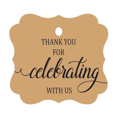 100 Pcs Custom Paper Tags Thank You for Celebrating Wedding Favor Gift Hang Tags