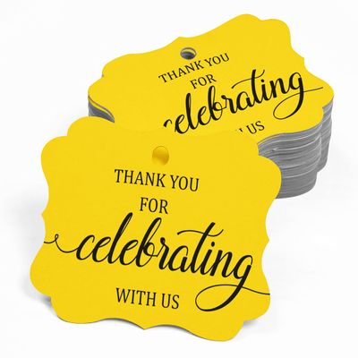 100 Pcs Custom Paper Tags Thank You for Celebrating Wedding Favor Gift Hang Tags