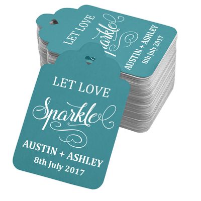 100 PCS Let Love Sparkle Customized Wedding Gift Paper Tags Personalized Wedding Favor Hang Tags