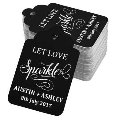 100 PCS Let Love Sparkle Customized Wedding Gift Paper Tags Personalized Wedding Favor Hang Tags