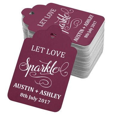 100 PCS Let Love Sparkle Customized Wedding Gift Paper Tags Personalized Wedding Favor Hang Tags
