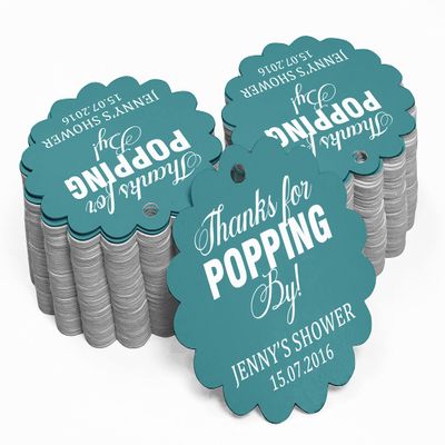 100 PCS Personalized Baby Shower Favors Tags Custom Quote Thank You for Popping Hang Tags