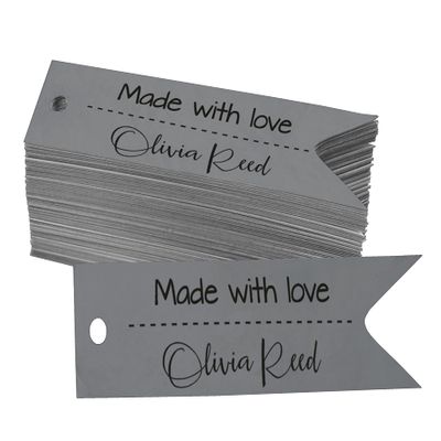 100 PCS Made with Love Customized Hang Tags Personalized Handmade Favor Gift Paper Tags