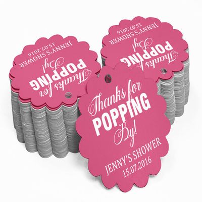 100 PCS Personalized Baby Shower Favors Tags Custom Quote Thank You for Popping Hang Tags