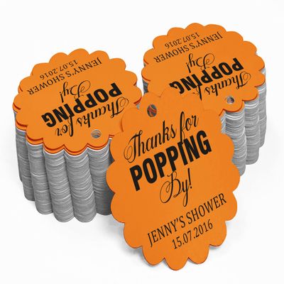 100 PCS Personalized Baby Shower Favors Tags Custom Quote Thank You for Popping Hang Tags