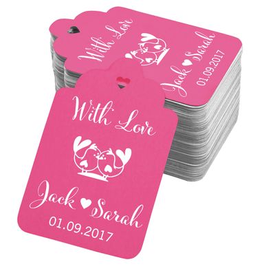 100 PCS with Love Birds Customized Wedding Gift Paper Tags Personalized Wedding Favor Hang Tags