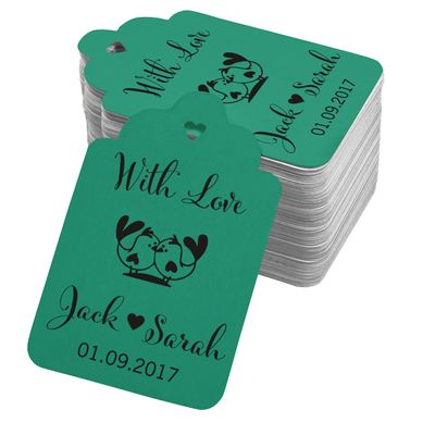 100 PCS with Love Birds Customized Wedding Gift Paper Tags Personalized Wedding Favor Hang Tags