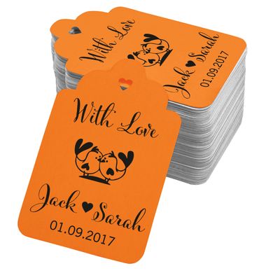100 PCS with Love Birds Customized Wedding Gift Paper Tags Personalized Wedding Favor Hang Tags