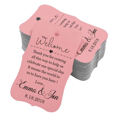 100 PCS Wedding Welcome Personalized Wedding Favor Gift Paper Tags Custom Made Thank You Hang Tags