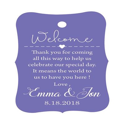100 PCS Wedding Welcome Personalized Wedding Favor Gift Paper Tags Custom Made Thank You Hang Tags