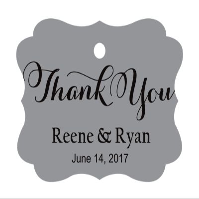 100 PCS Personalized Made Scallop Edges Hang Tags Thank You Custom Wedding Favor Gift Paper Tags