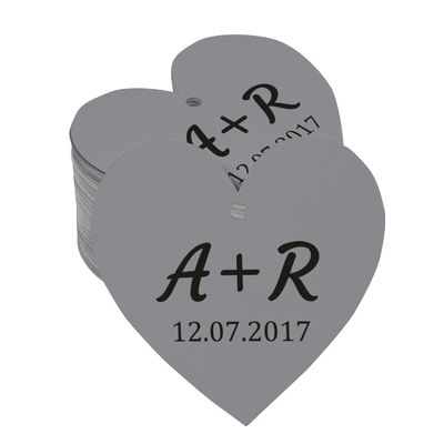 100 PCS Custom Initial Heart Shape Paper Tags Personalized Wedding Favor Gift Hang Tags