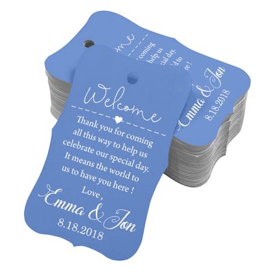 100 PCS Wedding Welcome Personalized Wedding Favor Gift Paper Tags Custom Made Thank You Hang Tags