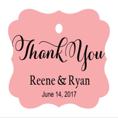 100 PCS Personalized Made Scallop Edges Hang Tags Thank You Custom Wedding Favor Gift Paper Tags