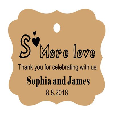 100 PCS Personalized Wedding Favor Gift Paper Tags- Some More Love Thank You for Celebrating with us Custom Made Hang Tags