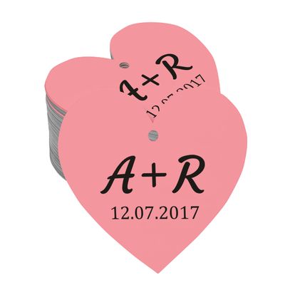 100 PCS Custom Initial Heart Shape Paper Tags Personalized Wedding Favor Gift Hang Tags
