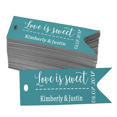 100 PCS Love is Sweet Customized Hang Tags Personalized Wedding Favor Gift Paper Tag
