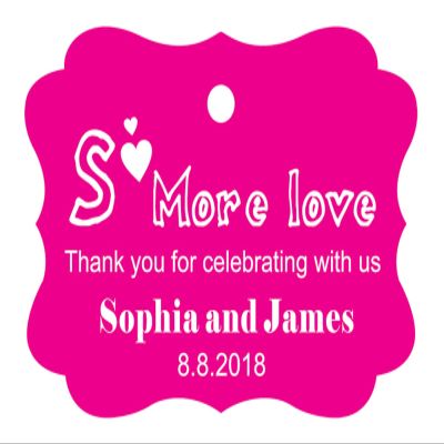 100 PCS Personalized Wedding Favor Gift Paper Tags- Some More Love Thank You for Celebrating with us Custom Made Hang Tags