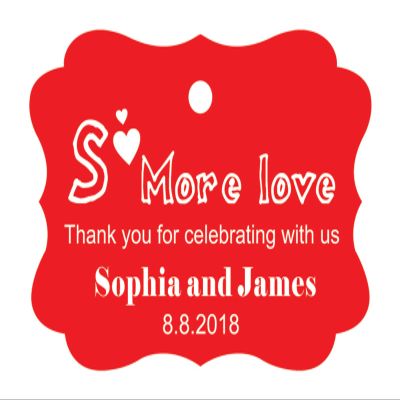 100 PCS Personalized Wedding Favor Gift Paper Tags- Some More Love Thank You for Celebrating with us Custom Made Hang Tags