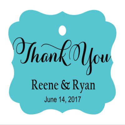 100 PCS Personalized Made Scallop Edges Hang Tags Thank You Custom Wedding Favor Gift Paper Tags