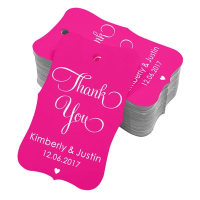 100 PCS Thank You Custom Made Hang Tags Personalized Wedding Favor Gift Paper Tags
