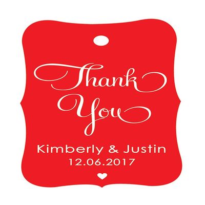 100 PCS Thank You Custom Made Hang Tags Personalized Wedding Favor Gift Paper Tags