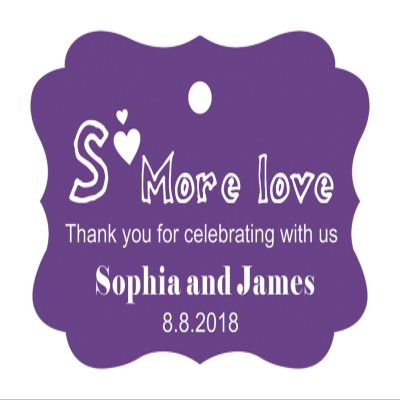 100 PCS Personalized Wedding Favor Gift Paper Tags- Some More Love Thank You for Celebrating with us Custom Made Hang Tags
