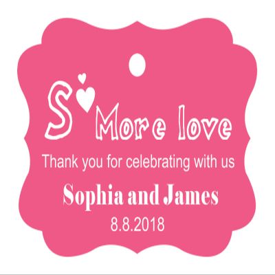 100 PCS Personalized Wedding Favor Gift Paper Tags- Some More Love Thank You for Celebrating with us Custom Made Hang Tags