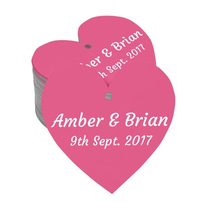 100 PCS Personalized Wedding Favor Gift Hang Tags Custom Name Heart Shape Paper Tags