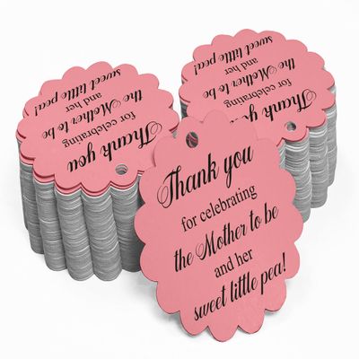 100 PCS Baby Shower Favors Gift Paper Hang Tags- Thank You for Celebrating The Mother to Be & Her Sweet Little Pea!