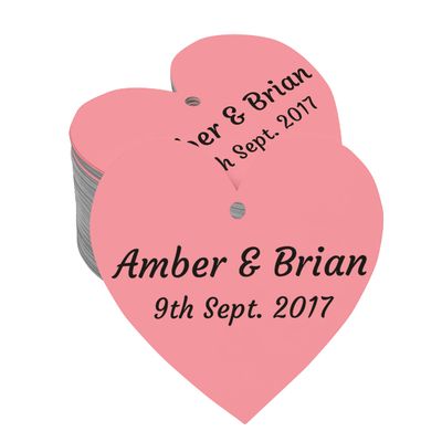 100 PCS Personalized Wedding Favor Gift Hang Tags Custom Name Heart Shape Paper Tags