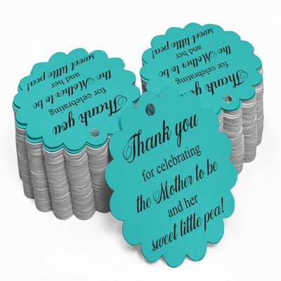 100 PCS Baby Shower Favors Gift Paper Hang Tags- Thank You for Celebrating The Mother to Be & Her Sweet Little Pea!