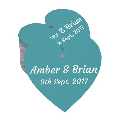 100 PCS Personalized Wedding Favor Gift Hang Tags Custom Name Heart Shape Paper Tags