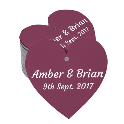 100 PCS Personalized Wedding Favor Gift Hang Tags Custom Name Heart Shape Paper Tags