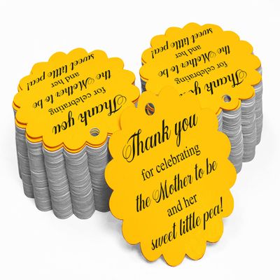 100 PCS Baby Shower Favors Gift Paper Hang Tags- Thank You for Celebrating The Mother to Be & Her Sweet Little Pea!