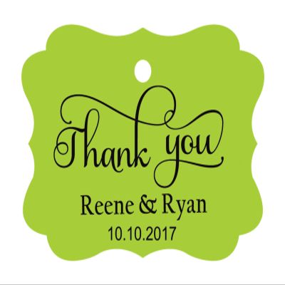 100 PCS Thank You Custom Made Hang Tags Personalized Wedding Favor Gift Paper Tags
